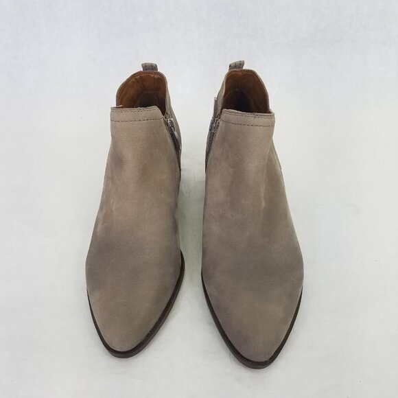 Franco Sarto Laslo Ankle Booties Women's 9 Leather Side Zip Iron Grey Block Heel - Picture 3 of 13